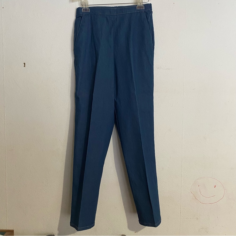 Vintage Laura Scott Vintage Straight Leg Pleated Denim Trousers: Size 10 - Picture 3 of 9